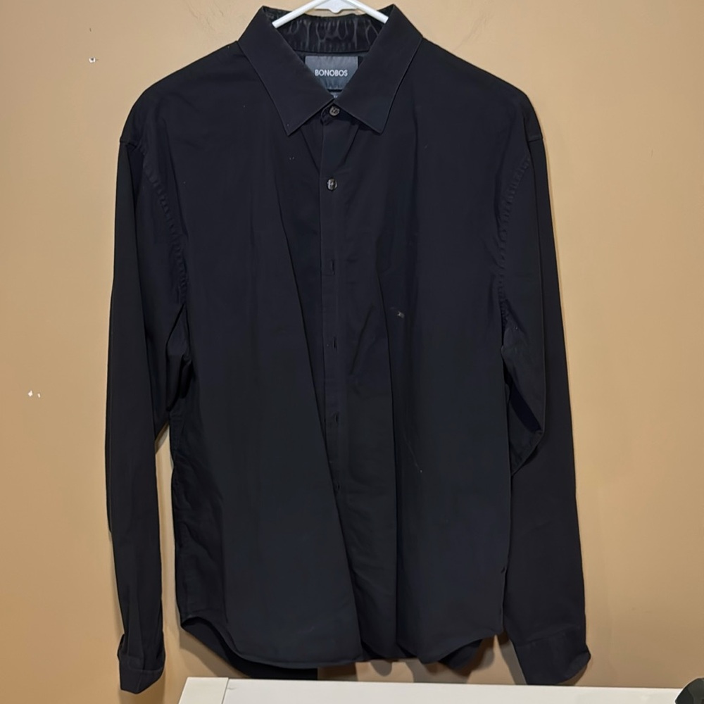 Bonobos Men’s Medium Black Long Sleeve Shirt Standard Fit
